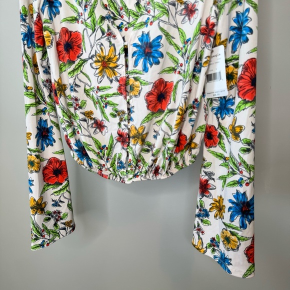 Free People Gardenia Combo Floral Long Sleeve Blouse NWT Soft - Picture 3 of 8